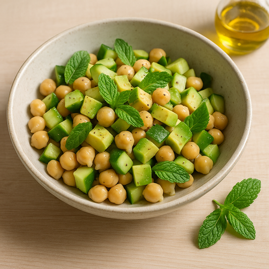 piatto di ceci cetrioli e menta