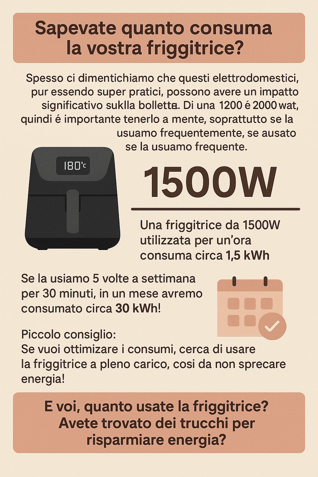 Guida al consumo della friggitrice ad aria