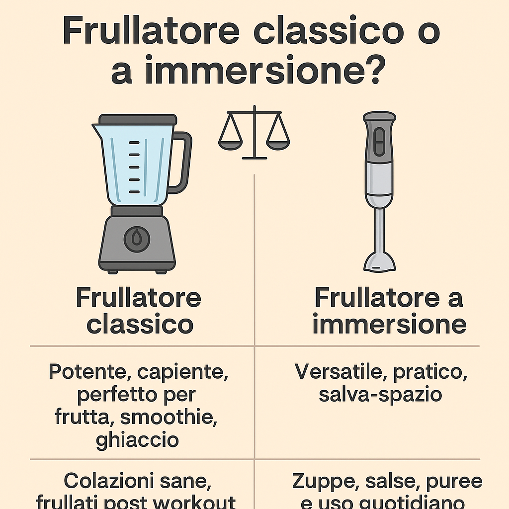 Frullatori per la cucina sana: guida alla scelta tra frullatore classico e frullatore a immersione