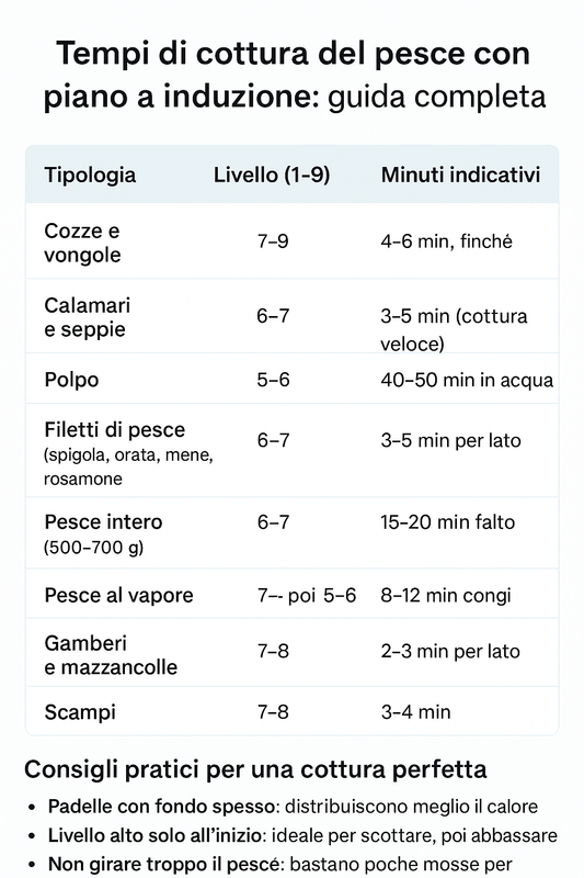 Tempi di cottura del pesce con piano a induzione: guida completo