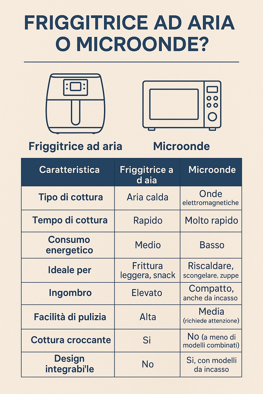 Friggitrice ad aria o microonde? Confronto d’uso, vantaggi e consigli pratici