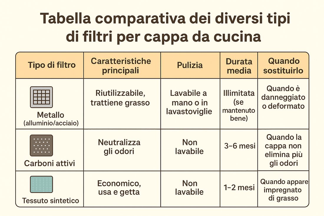 sostituzione filtri cappa per cucina