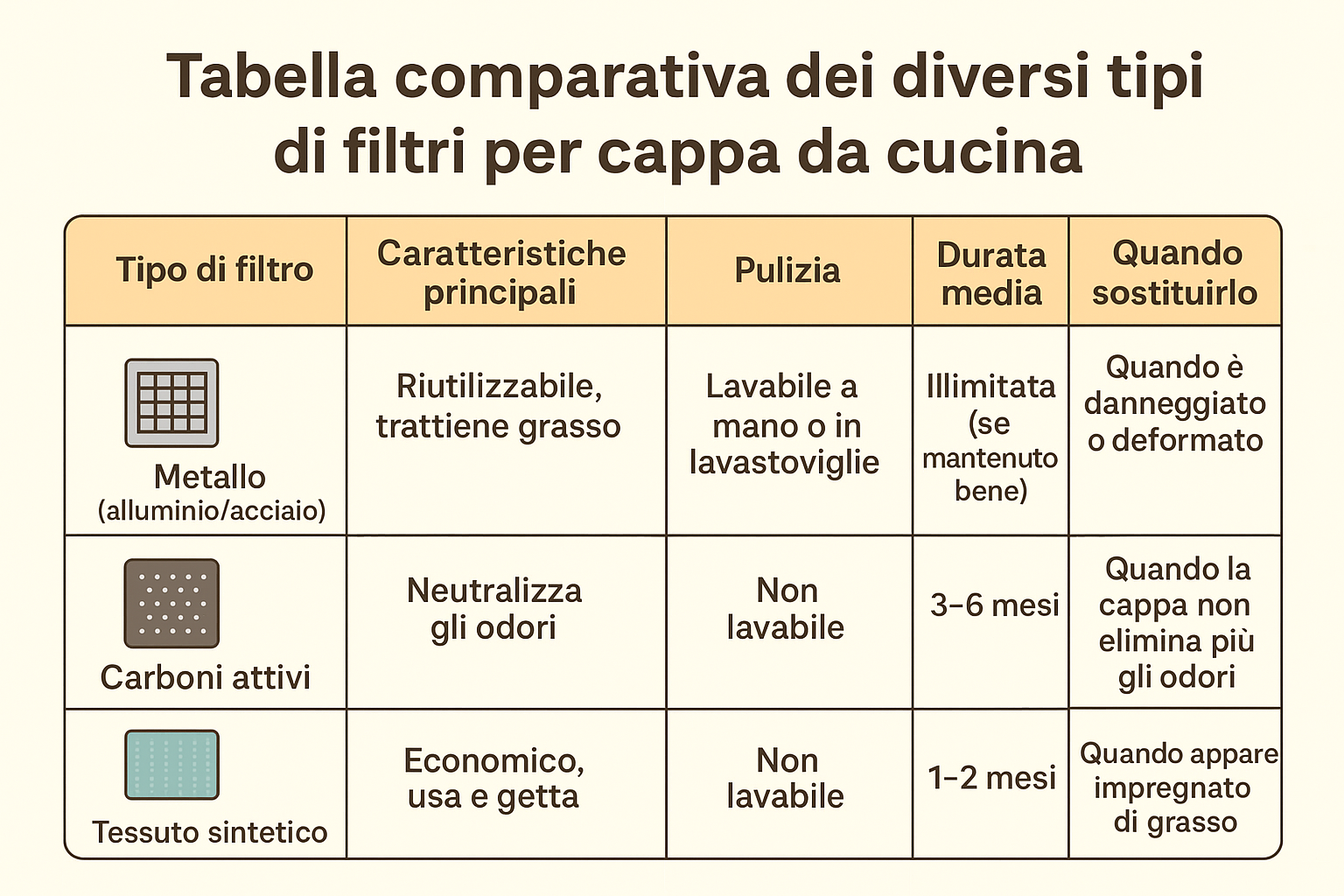 sostituzione filtri cappa per cucina
