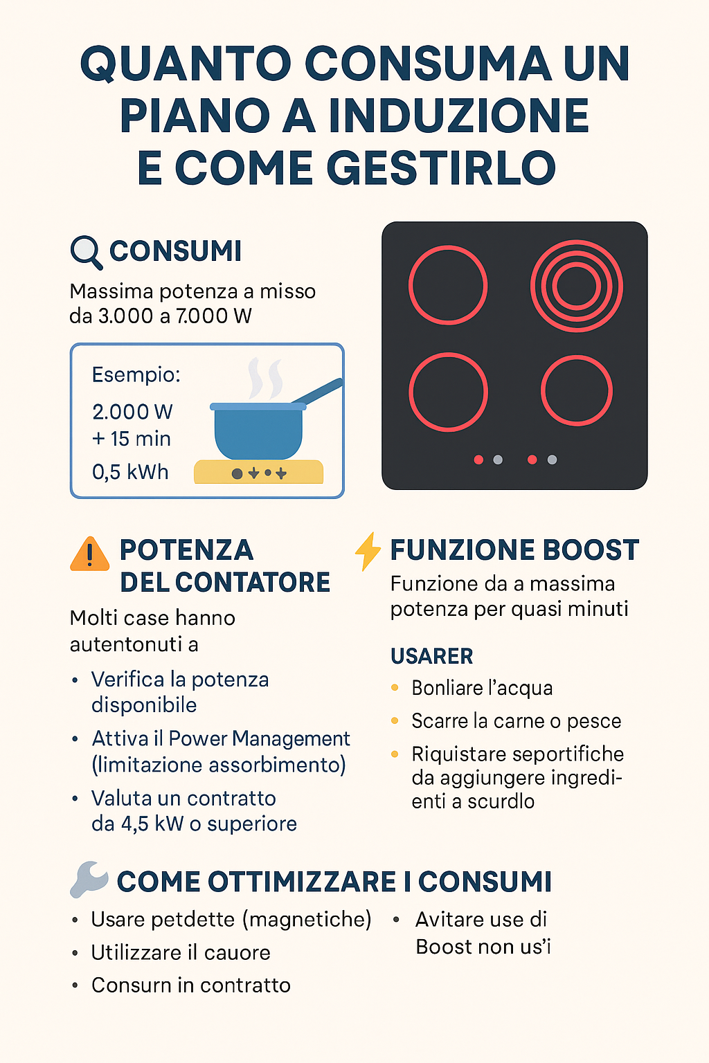 Quanto consuma un piano a induzione e come gestirlo al meglio (un focus sulla funzione Boost)