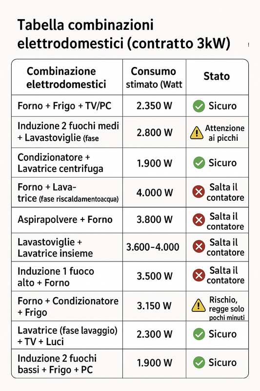 assorbimento elettrodomestici