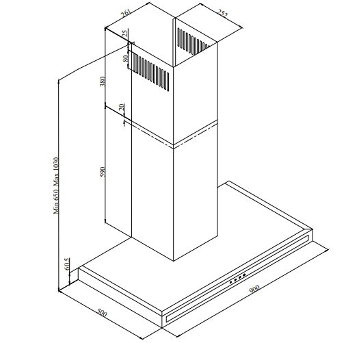 Campana de pared DROP CONTROL 3173 Garantizada 5 Años por Click Cocina Plata