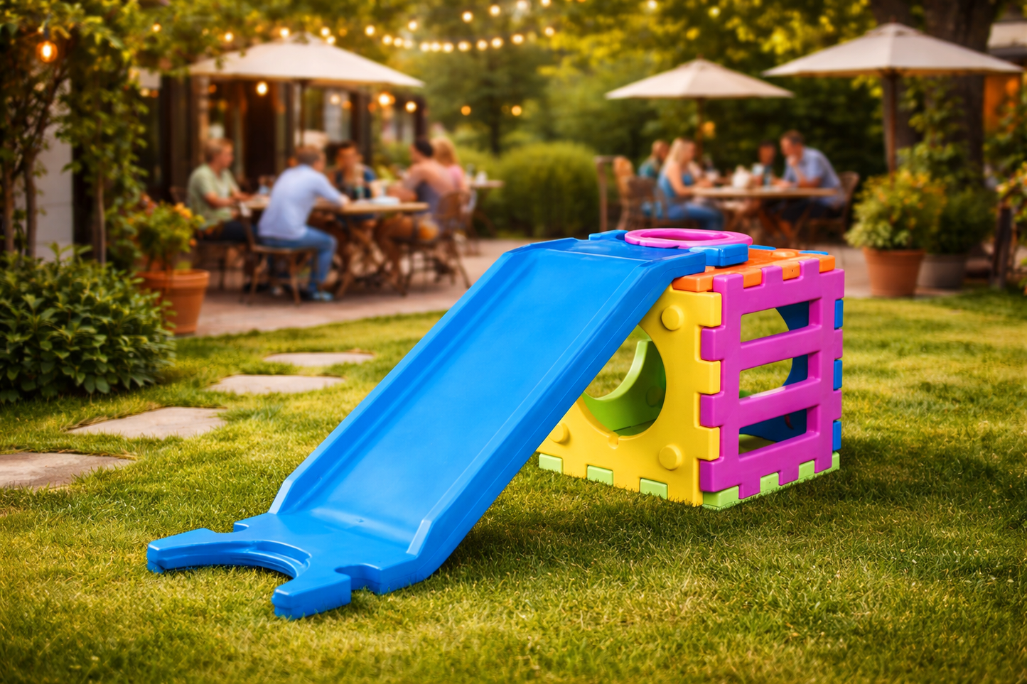 Cubic toy modello b-gioco modulare componibile con 1 scivolo-scala piccolo e 1 cubotto.