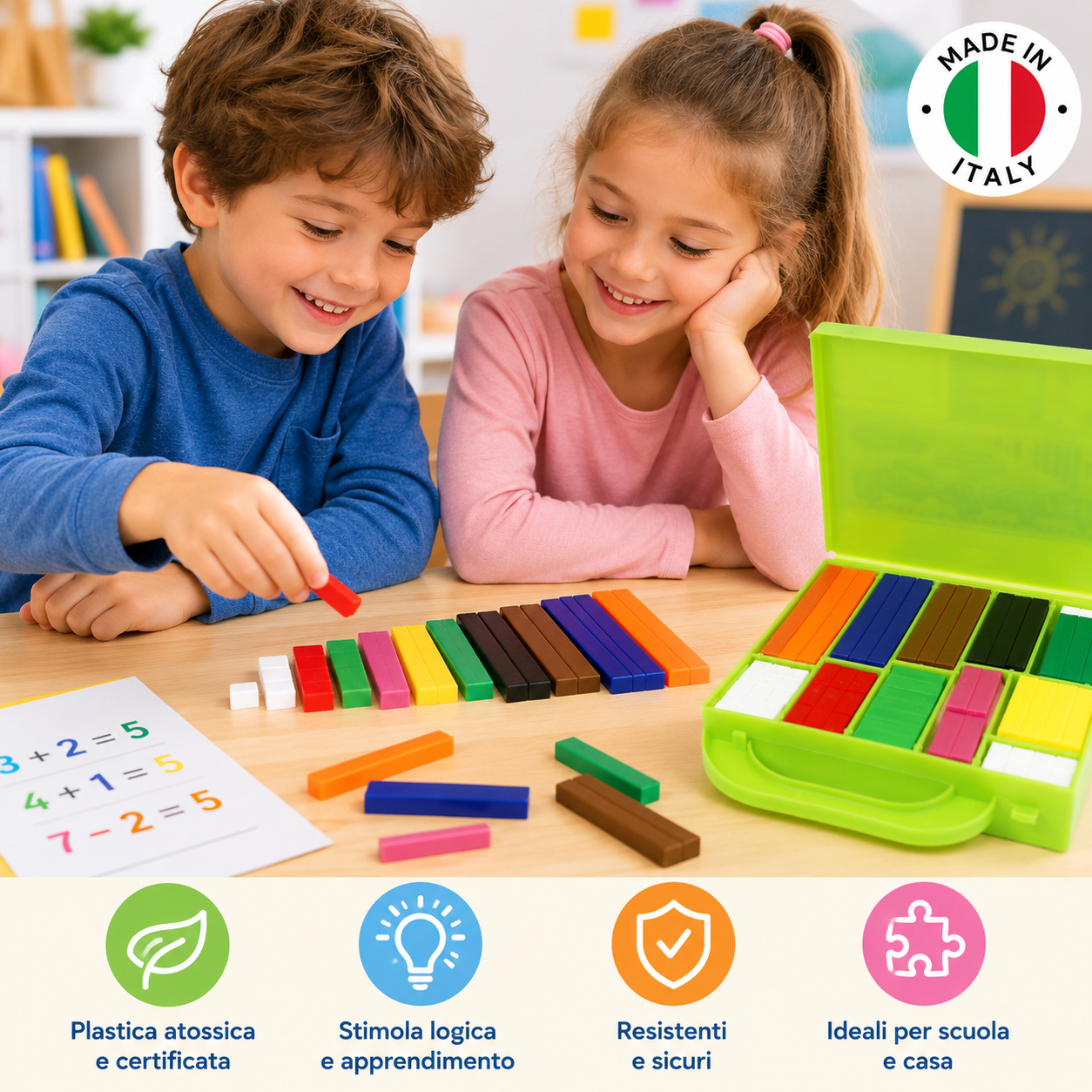 Regletas Educativas en Maletín Made in Italy: el kit ideal para aprender matemáticas jugando