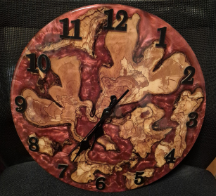 Custom Epoxy Resin and Olive-Coral Clock - 60cm Diameter