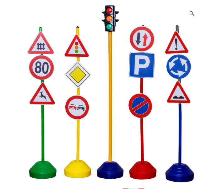 Kit de educación vial B, señales de tráfico y semáforo con luces