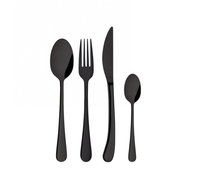 Cubiertos Acero Inoxidable Settimocielo Black – Juego de 24 piezas en caja