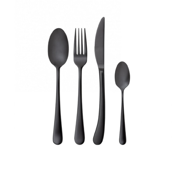 Settimocielo Black Stainless Steel Cutlery – 24-Piece Set in a Box