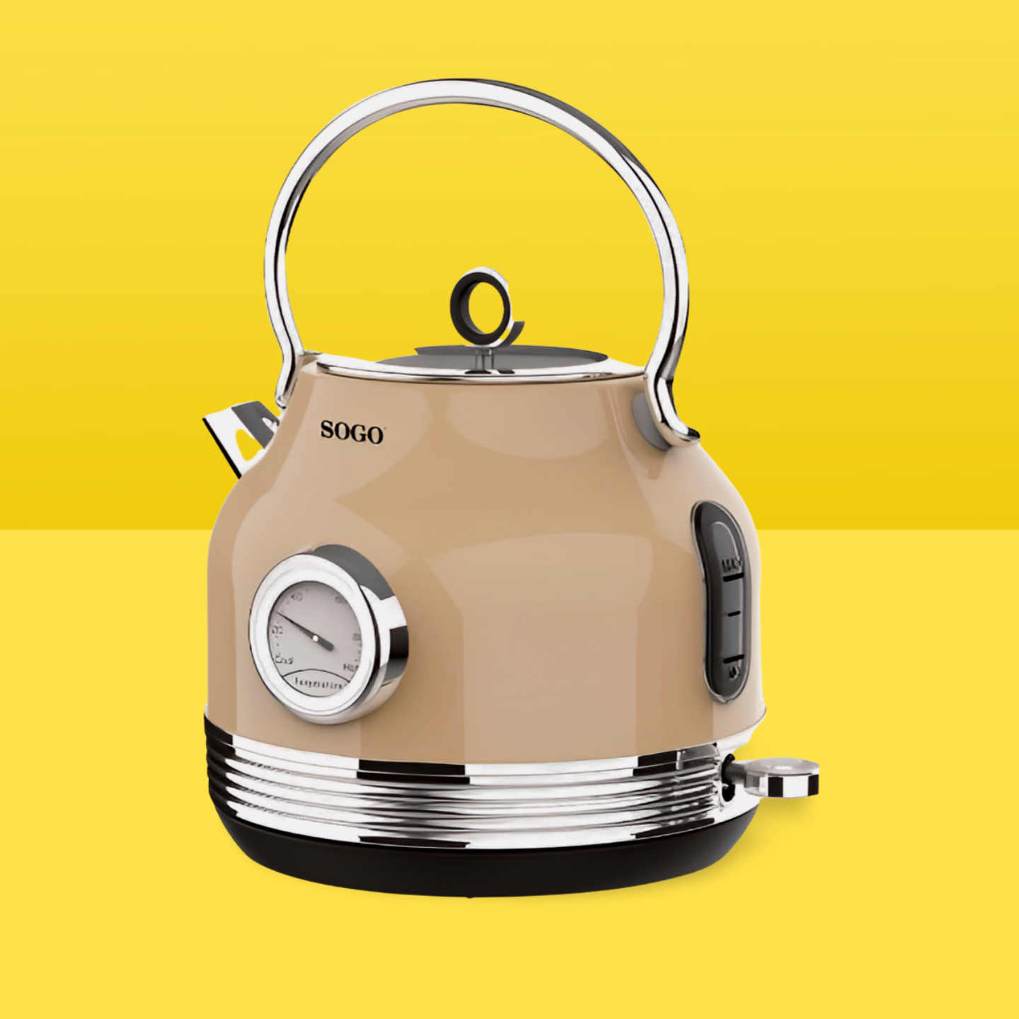 SOGO Bollitore INOX stile vintage Beige 1.7Litri 1850-2200W
