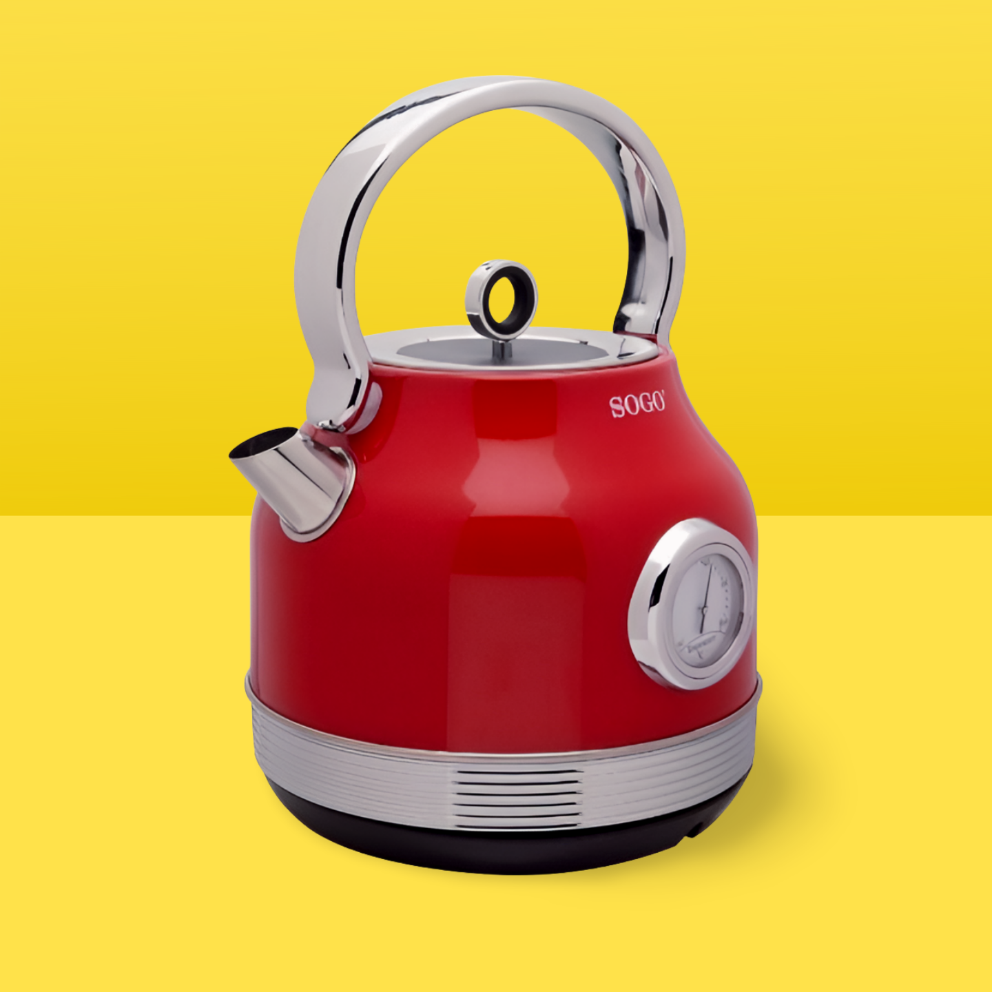 SOGO Bollitore Vintage INOX Rosso 1.7Litri-1850-2200W