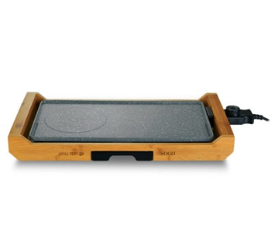 Gril électrique en aluminium SOGO avec base en bambou non brûlé