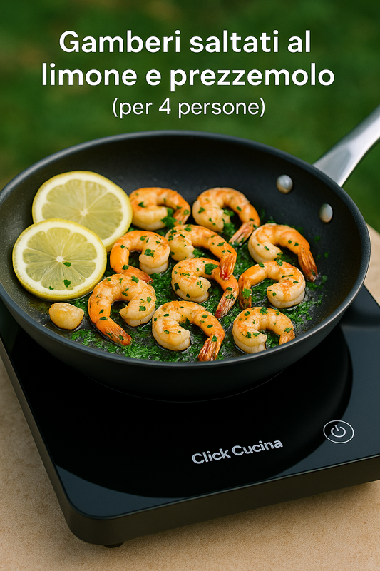 Gamberi saltati al limone e prezzemolo (per 4 persone)