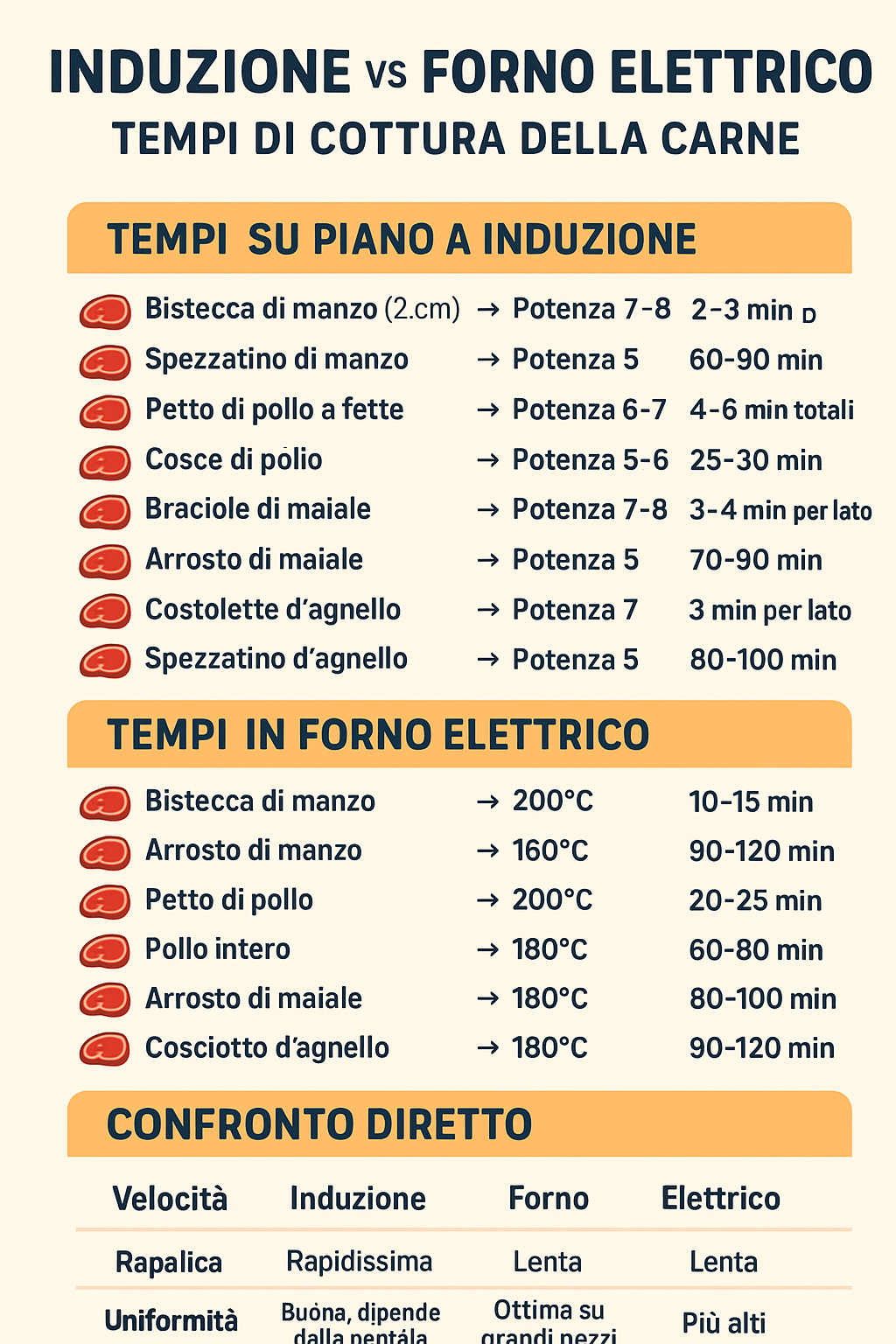 tempi cottura carne con induzione 