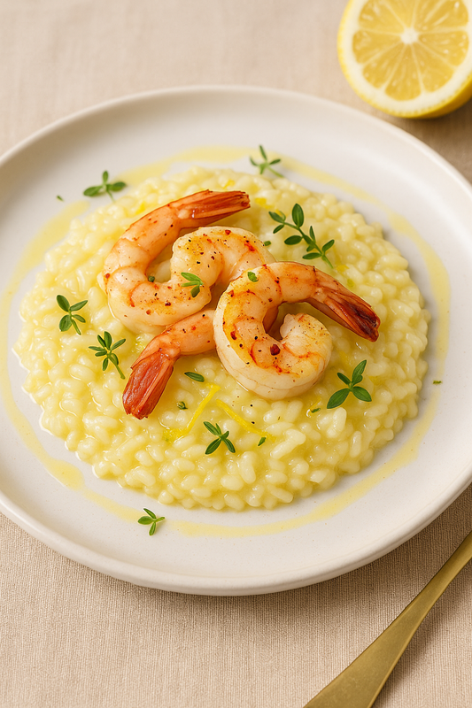 Risotto con gamberi al limone