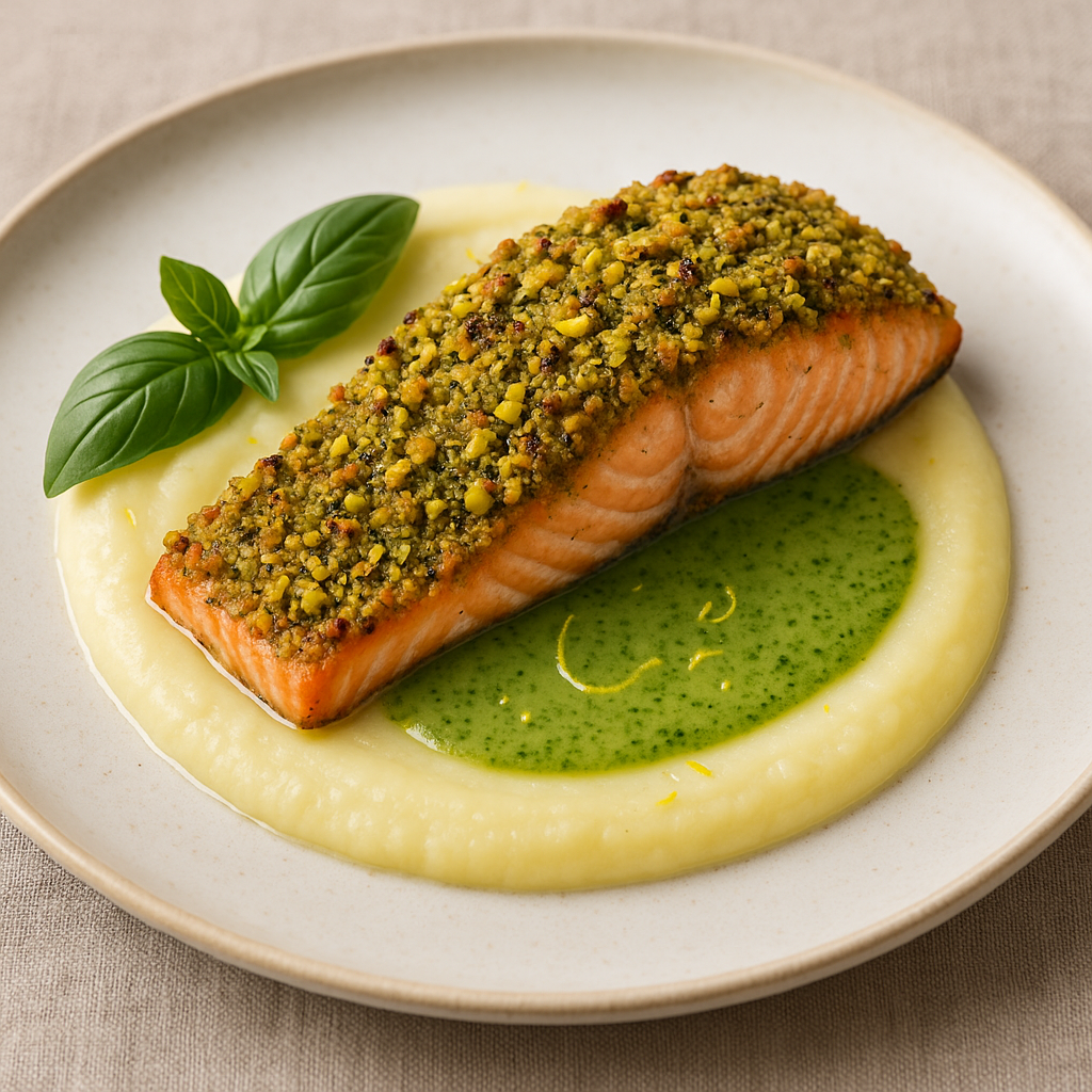 Salmone in crosta di pistacchio