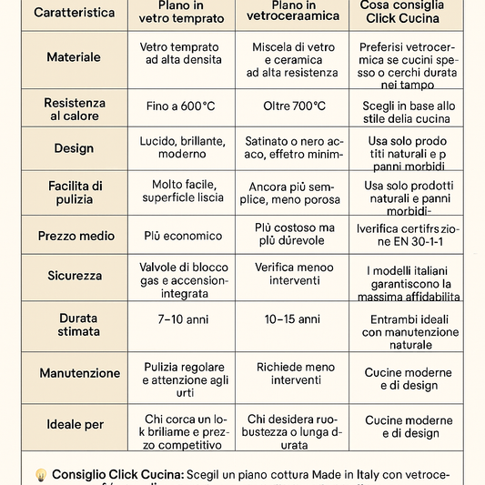 piano cottura in vetro