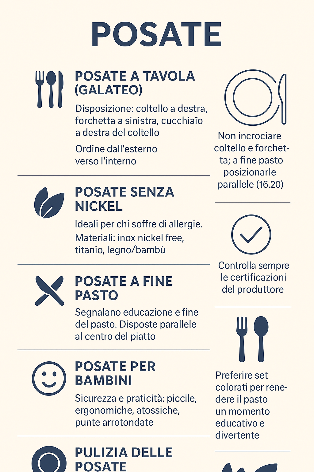 Posate a tavola galateo