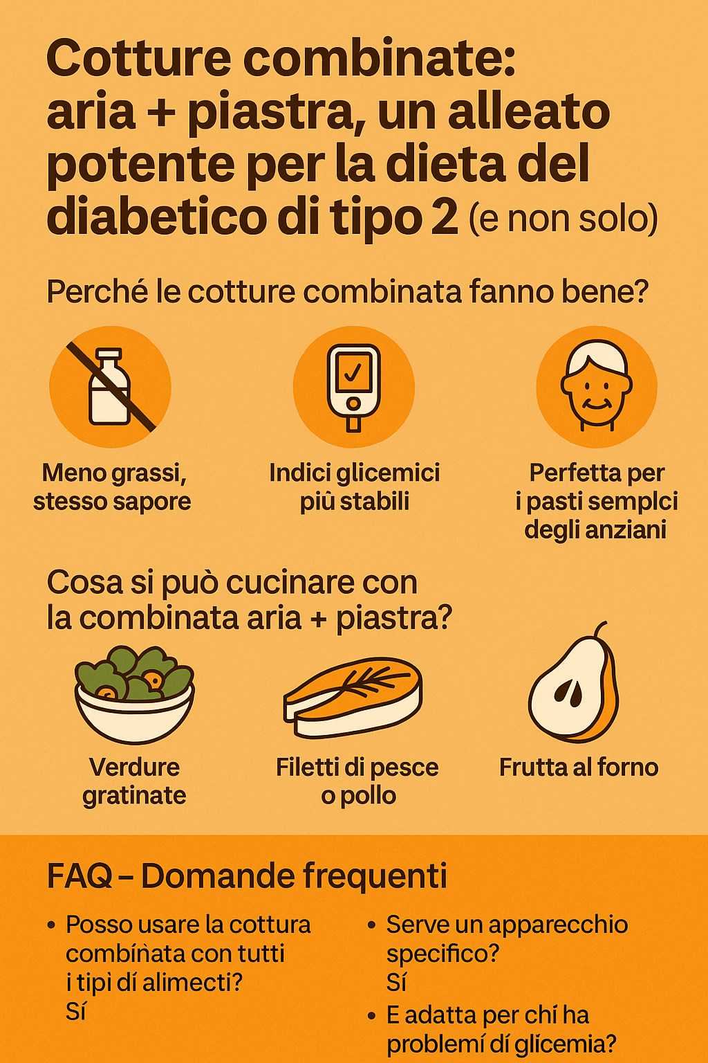 Cotture combinate: aria + piastra, un alleato potente per la dieta del diabetico di tipo 2.