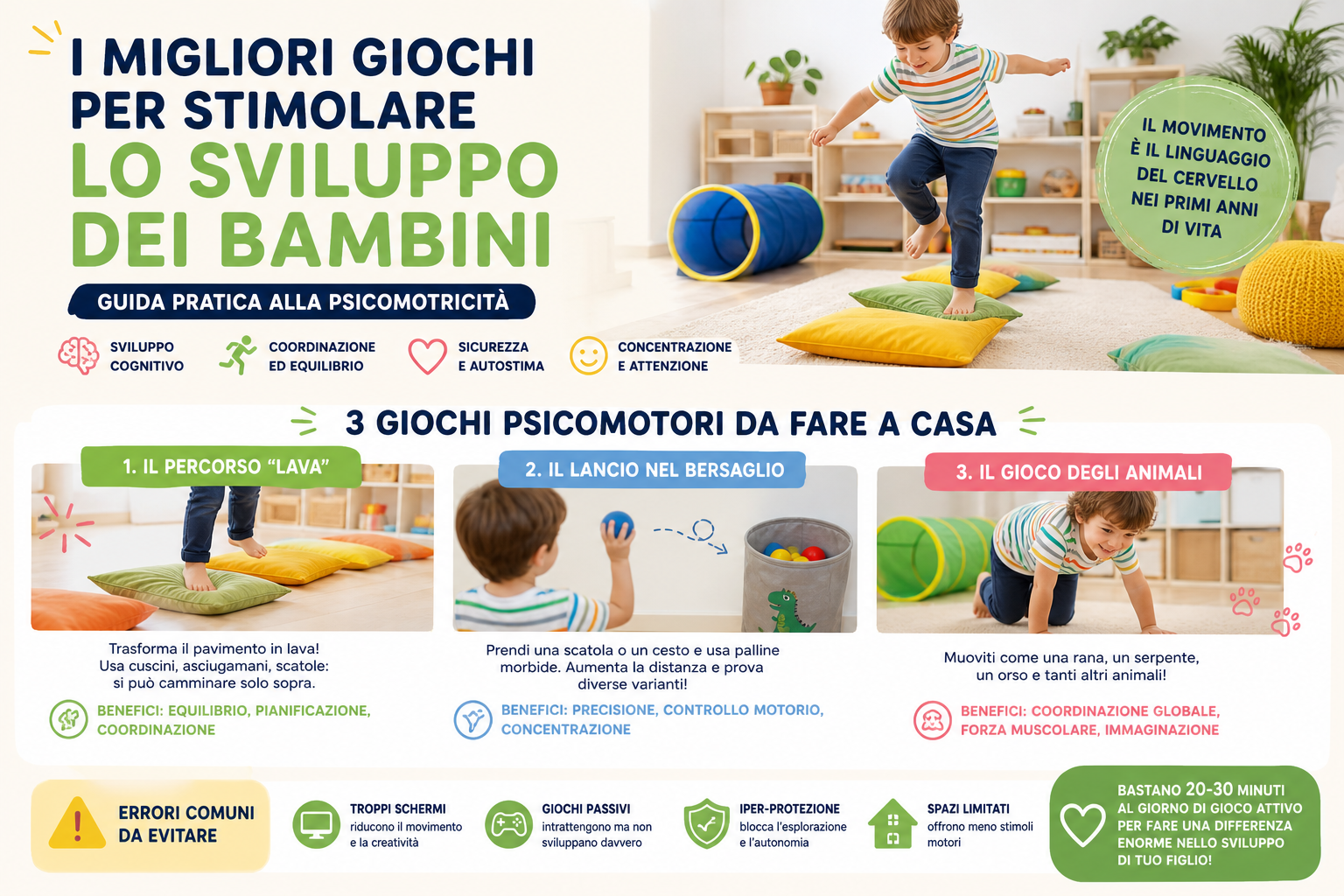 I migliori giochi per stimolare lo sviluppo dei bambini. Guida pratica + 3 giochi psicomotori da fare a casa)