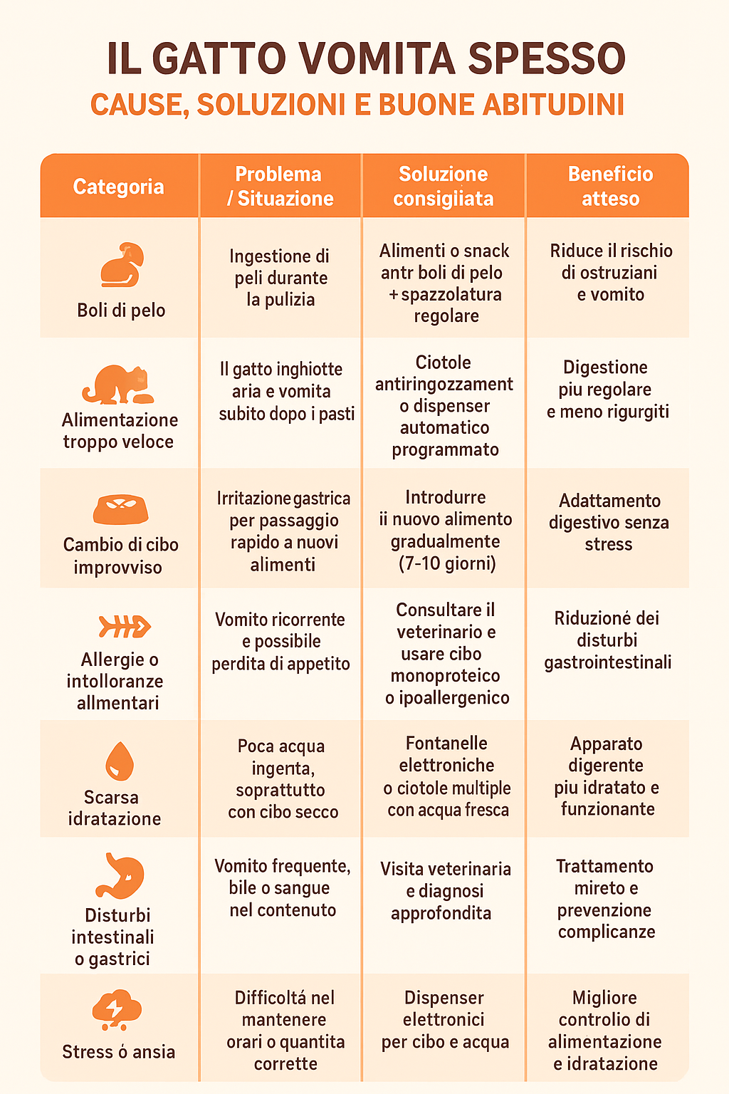 perchè il gatto vomita spesso