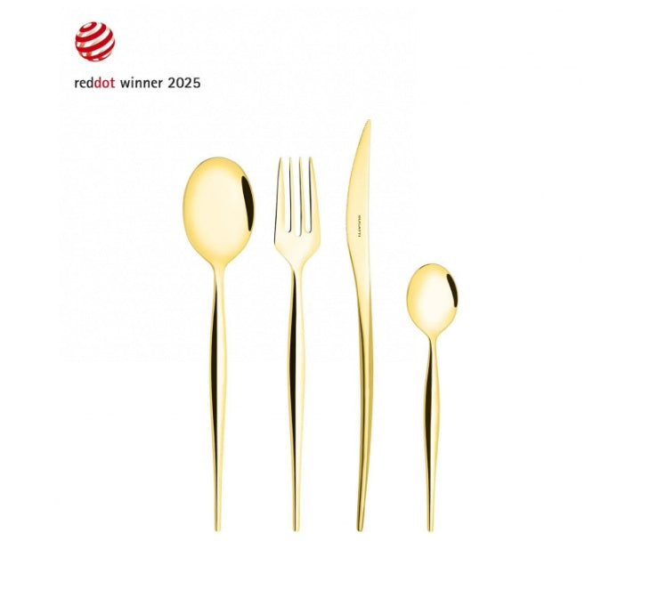 Cubiertos Bugatti Natura Gold – Set de 24 piezas en Acero Inoxidable PVD Brillante