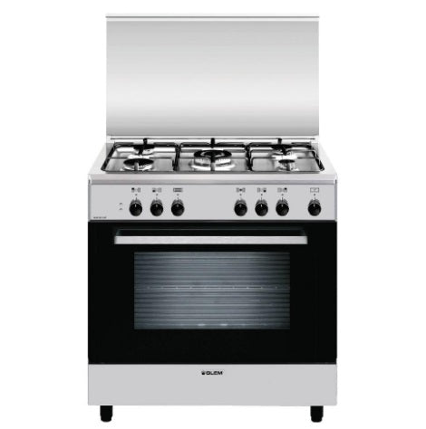 5-zone gas cooker, ALPHA stainless steel electric oven, Class A A855EI (80x50x90cm).