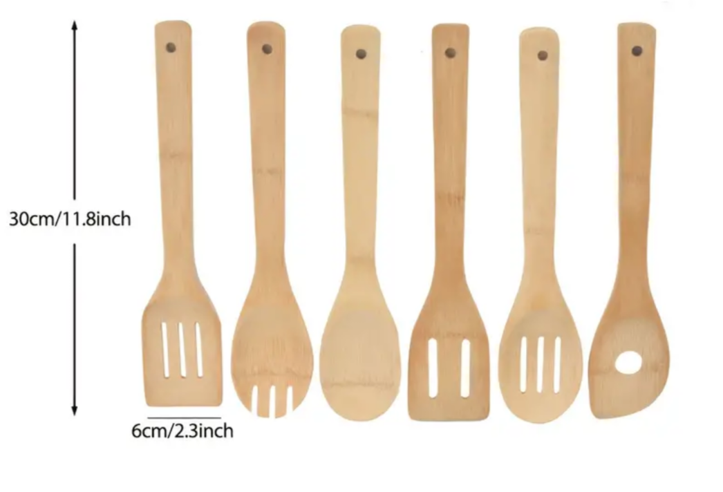 Ensemble d'ustensiles de cuisine en bambou (6 pièces)