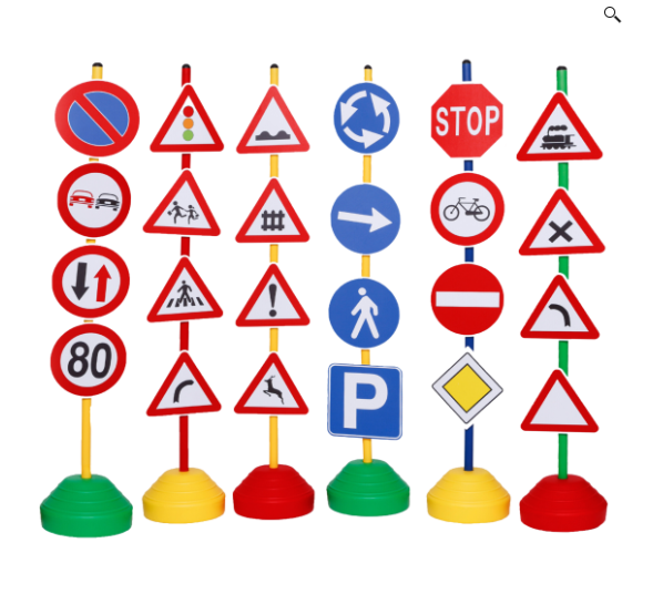 Ensemble de 24 panneaux de signalisation routière simulés en plastique, pour l’éducation à la sécurité routière des enfants