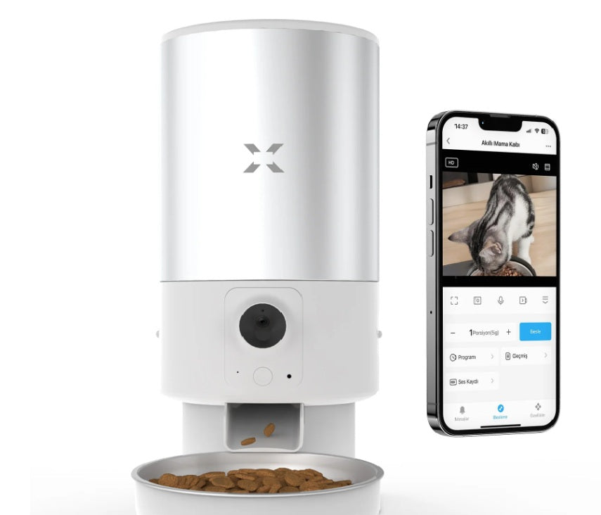 Gamelle intelligente X8605 5 L pour chiens et chats avec caméra Wi-Fi et audio bidirectionnel