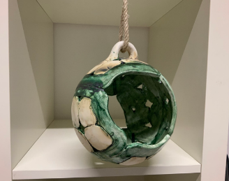 Porte-plante/lampe en céramique peinte à la main - Certificat d'unicité 20 cm