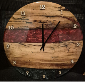 Horloge en résine époxy et hêtre - Jupiter - diamètre 35 cm