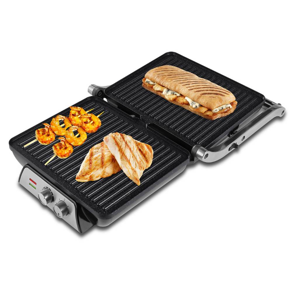 Piastra elettrica per cucina - 2000 W - ACCIAIO INOX - APERTURA 180°