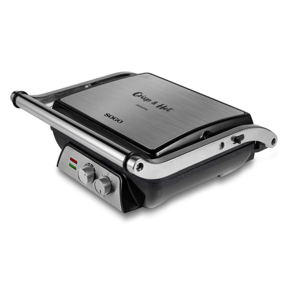 Piastra elettrica per cucina - 2000 W - ACCIAIO INOX - APERTURA 180°